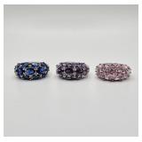 Set of 925 Cocktail Rings Sz 10&11 (3)