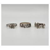 Set of 925 Botanical Rings Sz 10&12 (3)