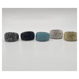 Stainless Steel Cocktail Rings (5) Rings Sz 10
