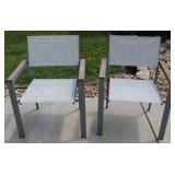 2pc. Gray & Wood Outdoor Patio Chairs
