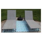 2pc. Gray Pool Side Lounge Chairs w/ Rug