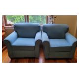 Pair of Matching Blue Tweed Chairs