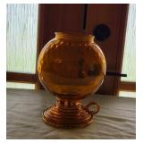 Jeanette Amber Glass Candle Hurricane Lamp