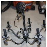 Black Scroll Metal Chandelier w/ 2 Wall Scones