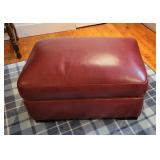 Red Leather Storage Ottoman