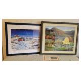 2 Framed & Under Glass Prints Both Signed