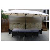 Large Family Outdoor Patio Table w/ Umbrella