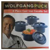 Wolf Gang Puck 8pc. Cast Iron Cocotte Set (blue)