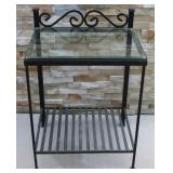 Glass Top Metal End Table