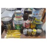Large Collection of Paints/ Supplies/ Stain/ Caulk