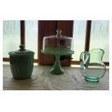 Pioneer Woman Jadeite Canister & Cake Stand