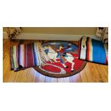 2 Mexican Serape Blankets & Cowboy Rug