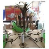 Vintage Brass Chandelier w/ Crystals