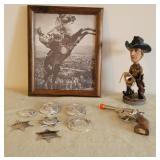 Bobble Head Sheriff & Metal Toy Cap Gun