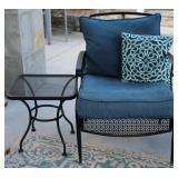 Black Metal Patio Chair w/ Side Table #1