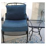 Black Metal Patio Chair w/ Side Table #2
