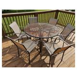 Wrought Iron Patio Table w/ 6pc Chair Set
