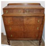 Vtg Art Deco Style Highboy 5 Drawer Dresser