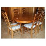 Vintage Kitchen Table w/ 6 Ladder Back Chairs