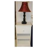White End Table w/ Decorative Lamp