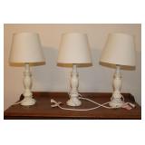 3pc. Small White Table Lamps