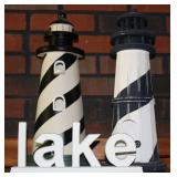 Light House Lamp w/ Light House & Lake Sign