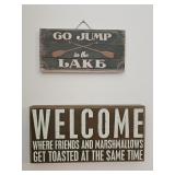 2pc Lake & Bonfire Wood Wall Art