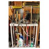 Collection of Long/ Short Handled Tools In Holder
