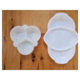 2pc Milk Glass Relish Dishes