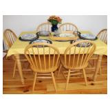 Vintage Dinning Table w/ 6 Chairs & Decor
