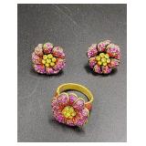 Heidi Daus Rhinestone Ring and Earring Set