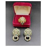 Heidi Daus Rhinestone Ring and Earring Set