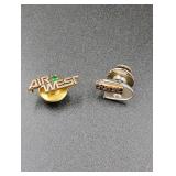 2 pcs 10K Gold Hughes Airwest Service Lapel Pins
