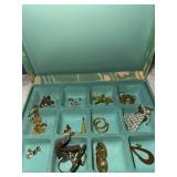 Vintage Jewelry Box with Assorted Jewelry and 925