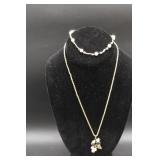 Gold-Tone Necklace and Bracelet Set with Bead Acce