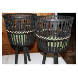 Black Woven Planters with Tripod Stands
