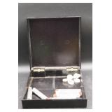 Black Storage Box with Buttons and Metal Hair Curl