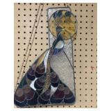 Stained Glass Hanging Panel With Peacock Design