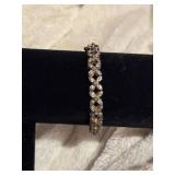 Gold-Tone 925 Link Bracelet with Clear Stones