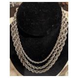 Silver Multi-Strand Rope Chain Necklace