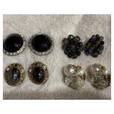 Four Vintage Style Clip-On Earrings