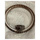 Striped Lucite Bangle and Sterling Silver Ring Set