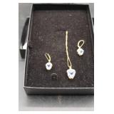 Technibond Necklace and Earrings Set With Blue Sto
