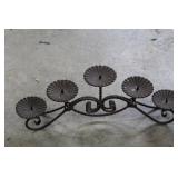 Vintage Black Wrought Iron Five-Arm Candelabra