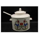 Vintage Ceramic Soup Tureen with Lid and Ladle