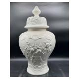 White Ceramic Lidded Vase and Accessories