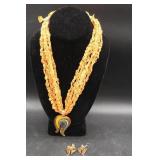 Murano-Style Glass Necklace and Earring Set