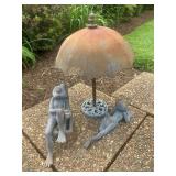 2 Frogs & Umbrella Yard Decor
