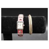 Vintage Geneva Watch with Red Bracelet and Metal C