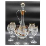 Glass Decanter, 4 Goblets & 2 Wine Glasses